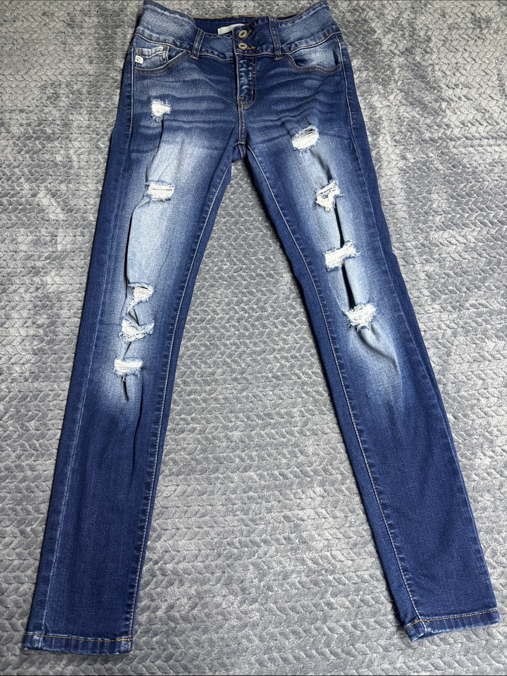 KanCan Distressed Skinny Jeans - Dark Blue